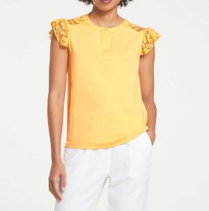 κίτρινο Designer-Shirt με δαντέλα Linea Tesini by Heine