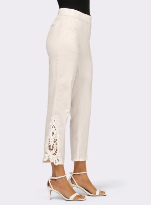7/8-Stretch παντελόνι με ένθετο δαντέλα Création L  - fashionworld.gr