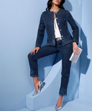 Jeans με δαντέλα στο τελείωμα Création L  - fashionworld.gr