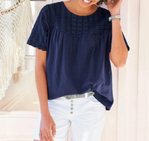Shirt με Madeira-δαντέλα Καθαρό βαμβάκι Linea Tesi  - fashionworld.gr