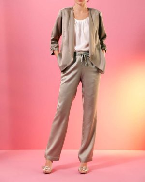 Παντελόνι με λινό Création L Premium  - fashionworld.gr