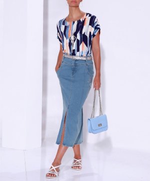 Jeans-φούστα με στρας Création L  - fashionworld.gr