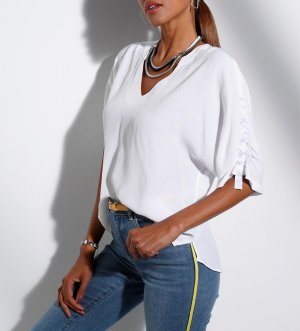 Πουκαμίσα με σούρες στα μανίκια Création L Καθαρό   - fashionworld.gr