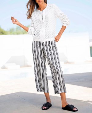 7/8-Lyocell-Ριγέ παντελόνι με ζώνη Heine  - fashionworld.gr