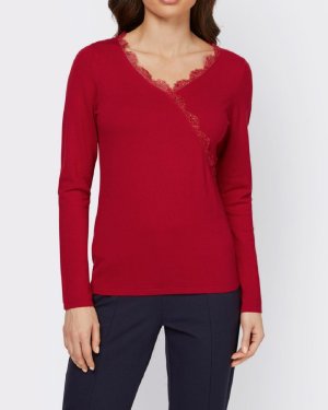 κόκκινο Designer-Κρουαζέ πουλόβερ με δαντέλα Ashley Brooke by Heine