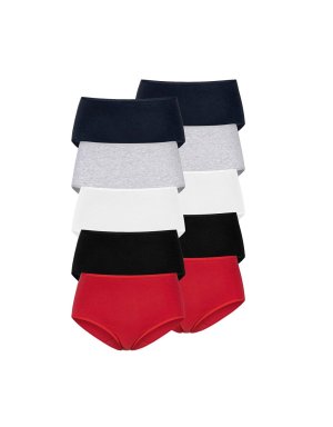 10τμχ.-συσκ-ψηλόμεσα σλιπ, 5 χρώματα Petite Fleur   - fashionworld.gr