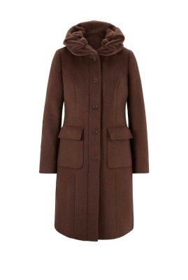 Designer-Μάλλινο παλτό με γούνινο γιακά  Linea Tes  - fashionworld.gr