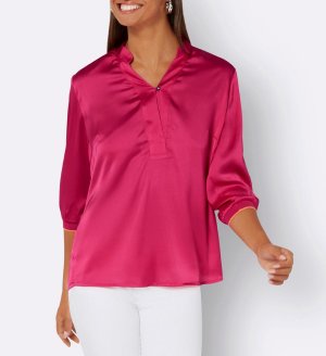 Σατέν πουκαμίσα με σηκωτό γιακά Création L  - fashionworld.gr